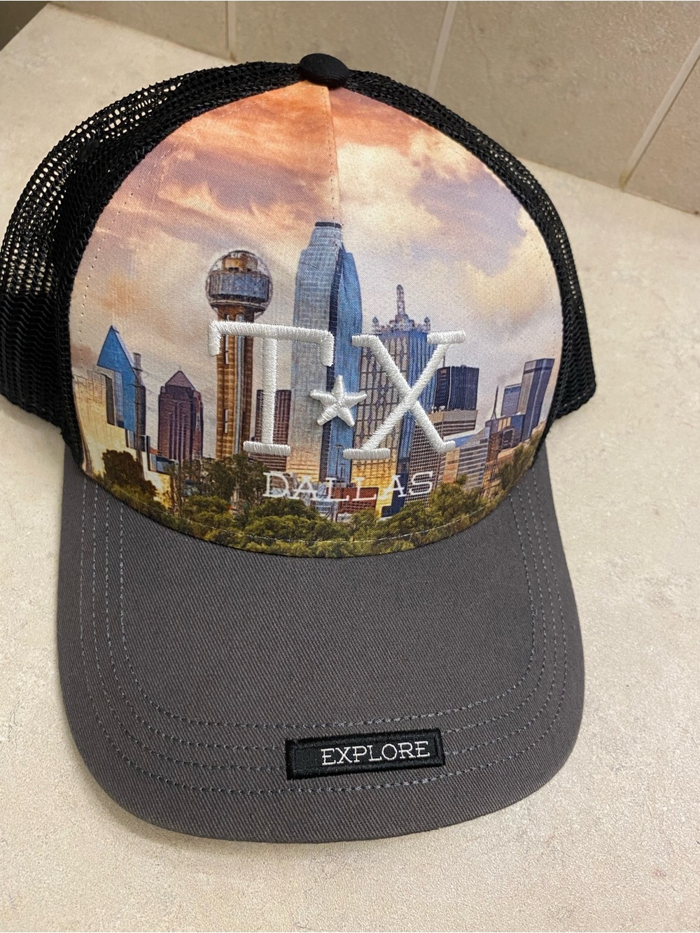 Explore Dallas Skyline Trucker Hat - Gray/Black